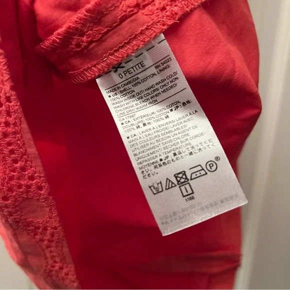 Banana Republic Coral Pink Red Circular Geometric Summer Dress 0 Petite - Picture 8 of 8